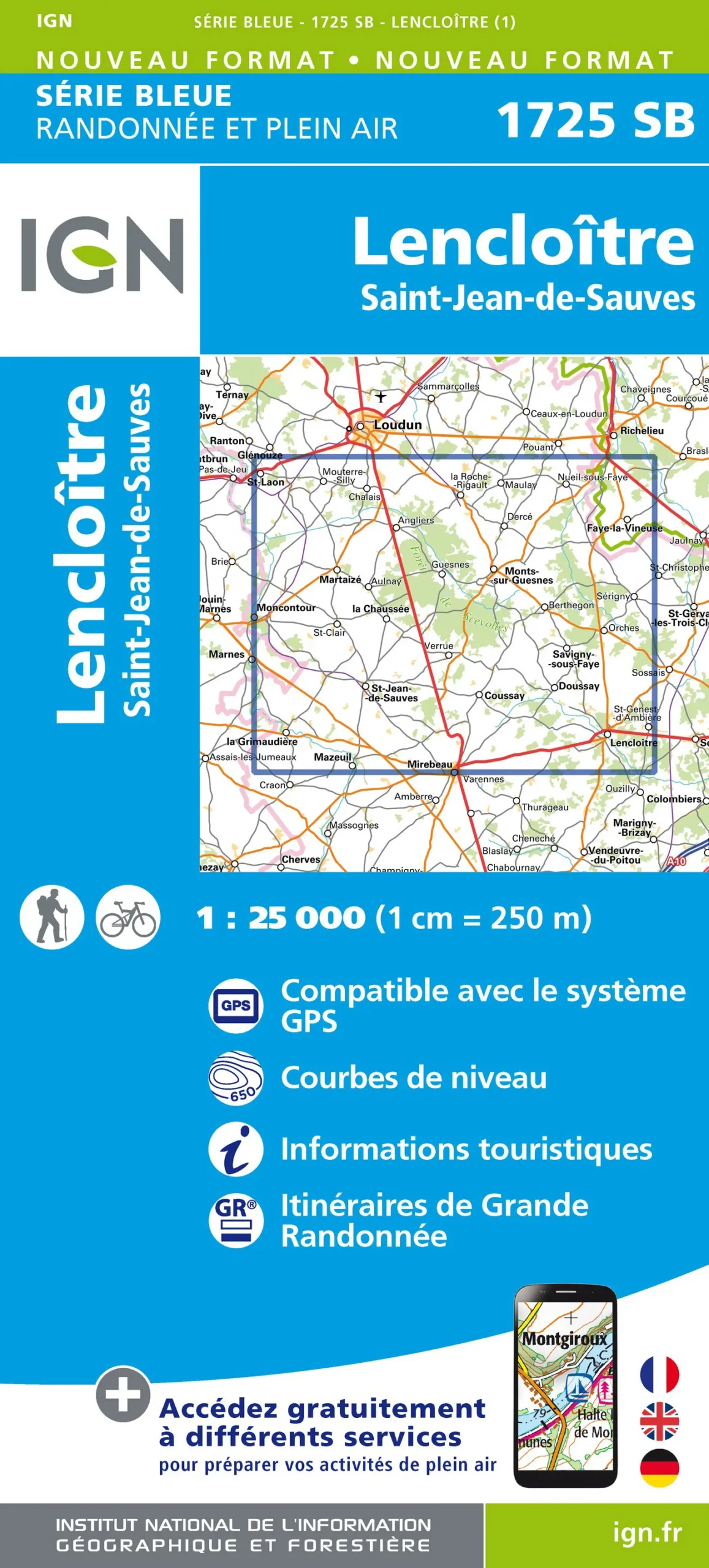IGN Top 25 - Serie Bleu - Lencloître - St-Jean-de-Sauves 1725
