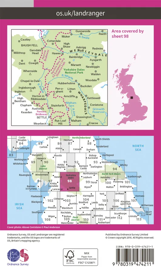 OS Landranger Active - 98 - Wensleydale & Upper Wharfedale - Image 2