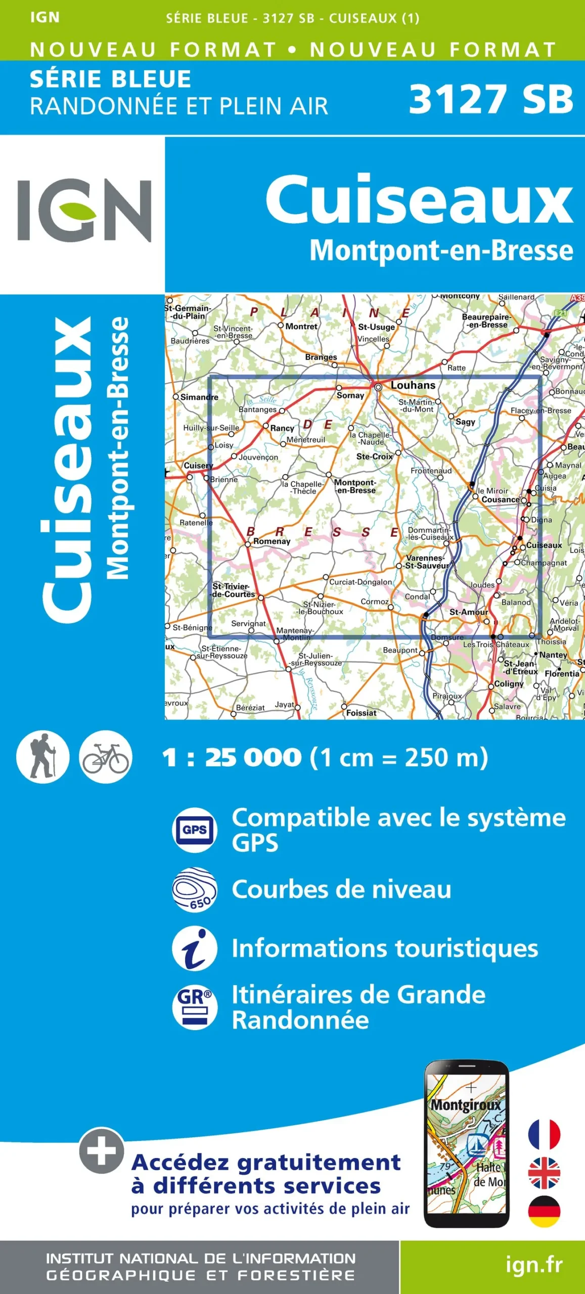 IGN Top 25 - Serie Bleu - Cuiseaux / Montpont-en-Bresse 3127