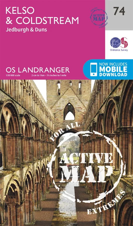 OS Landranger Active - 74 - Kelso & Coldstream, Jedburgh
