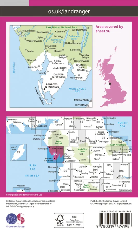 OS Landranger Active - 96 - BarrowinFurness & South Lakeland - Image 2