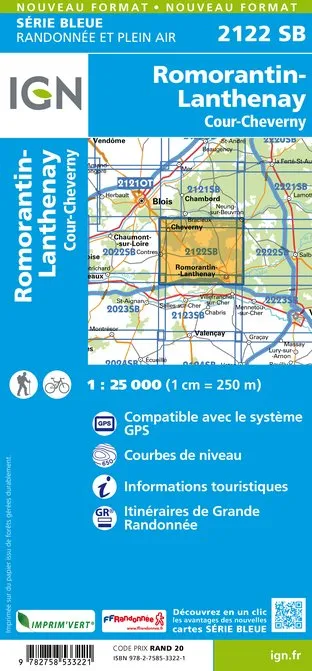 IGN Top 25 - Serie Bleu - Romorantin-Lanthenay - Cour-Cheverny 2122 - Image 2