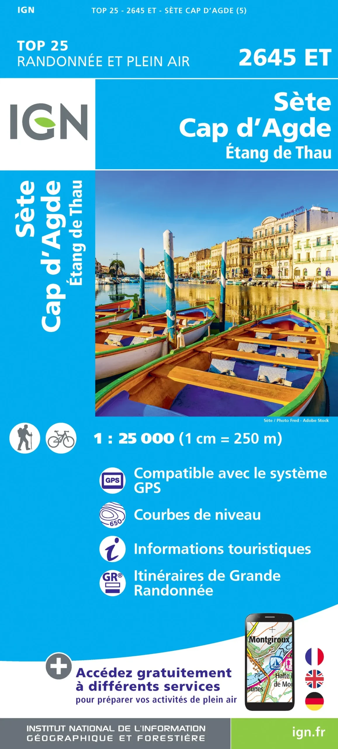 IGN Top 25 - Sète / Cap d'Agde / Etang de Thau