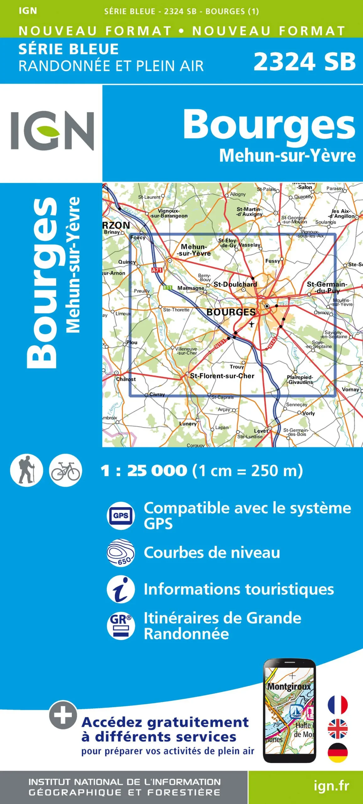 IGN Top 25 - Serie Bleu - Bourges / Mehun-sur-Yèvre 2324
