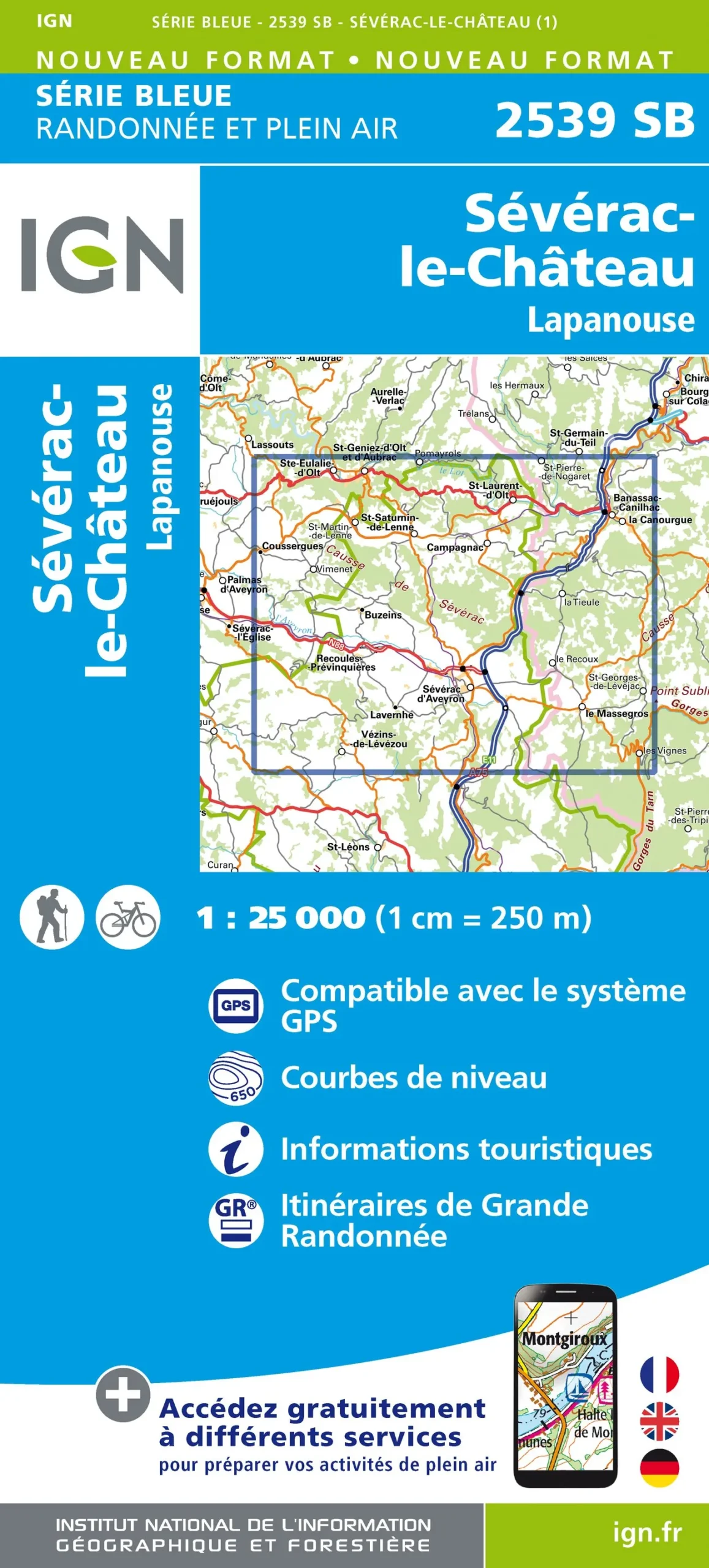 IGN Top 25 - Serie Bleu - Sévérac-le-Château / Lapanouse 2539