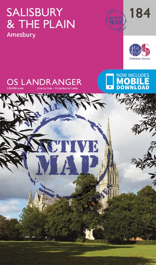 OS Landranger Active - 184 - Salisbury & The Plain, Amesbury