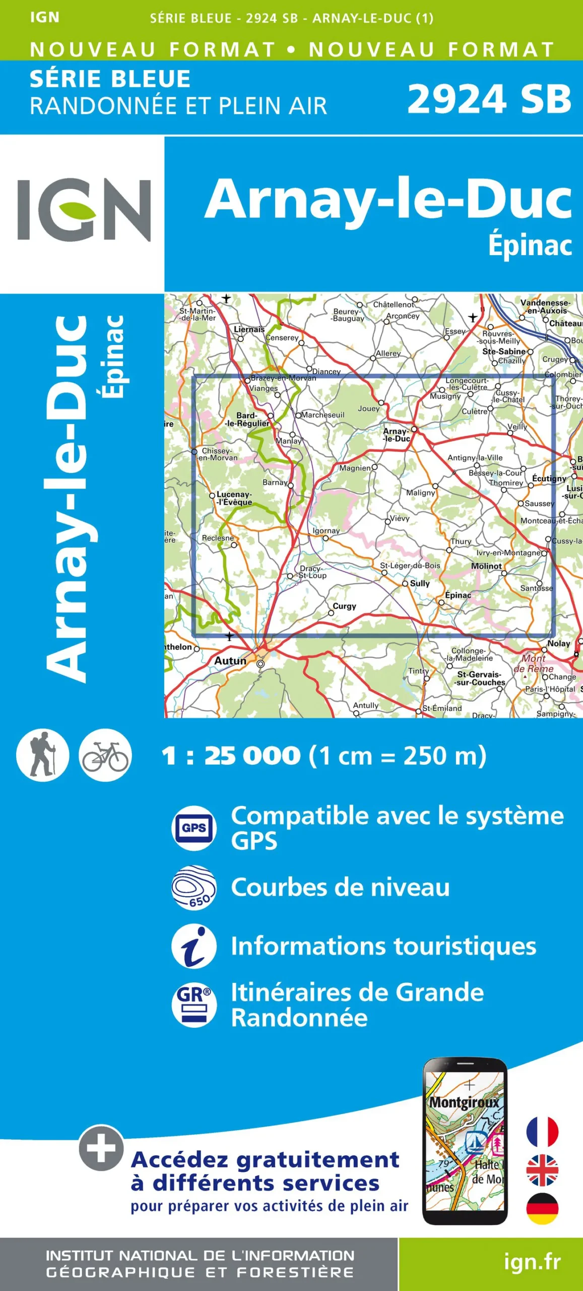 IGN Top 25 - Serie Bleu - Arnay-le-Duc / Epinac 2924