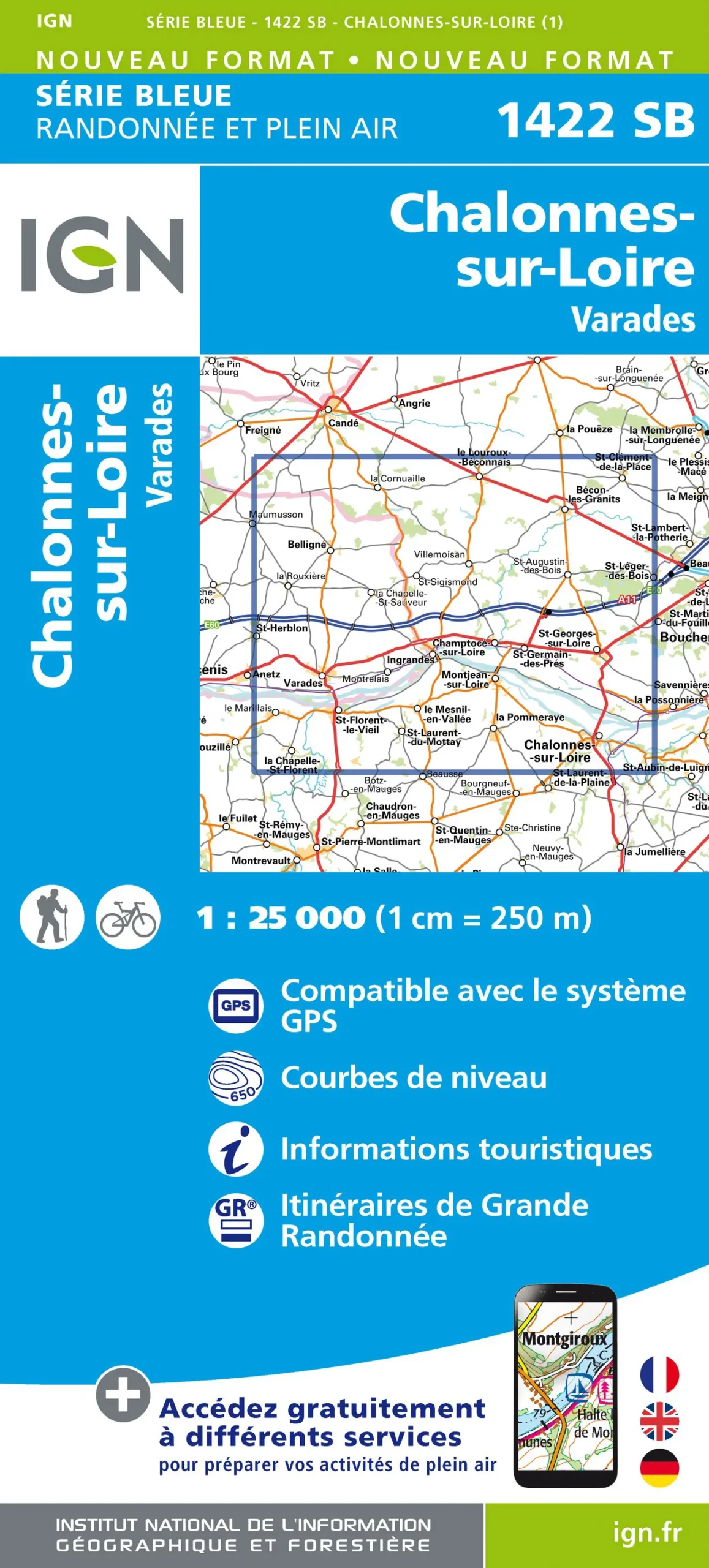 IGN Top 25 - Serie Bleu - Chalonnes-sur-Loire / Varades 1422 - Image 2