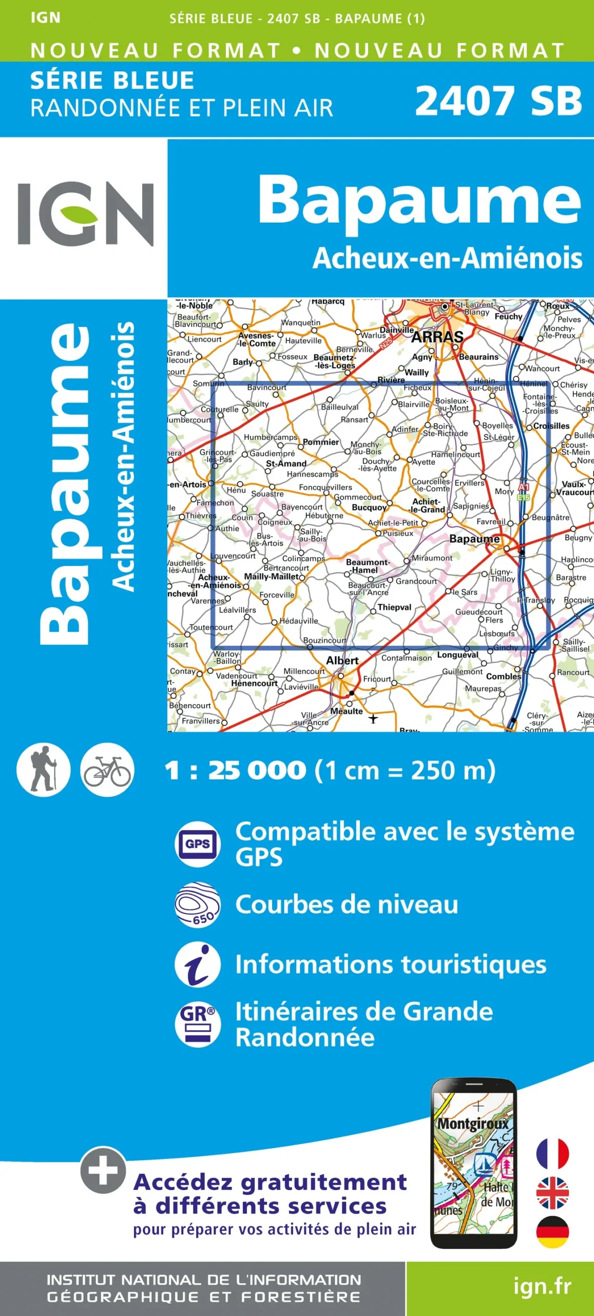 IGN Top 25 - Serie Bleu - Bapaume / Acheux-en-Amiénois 2407