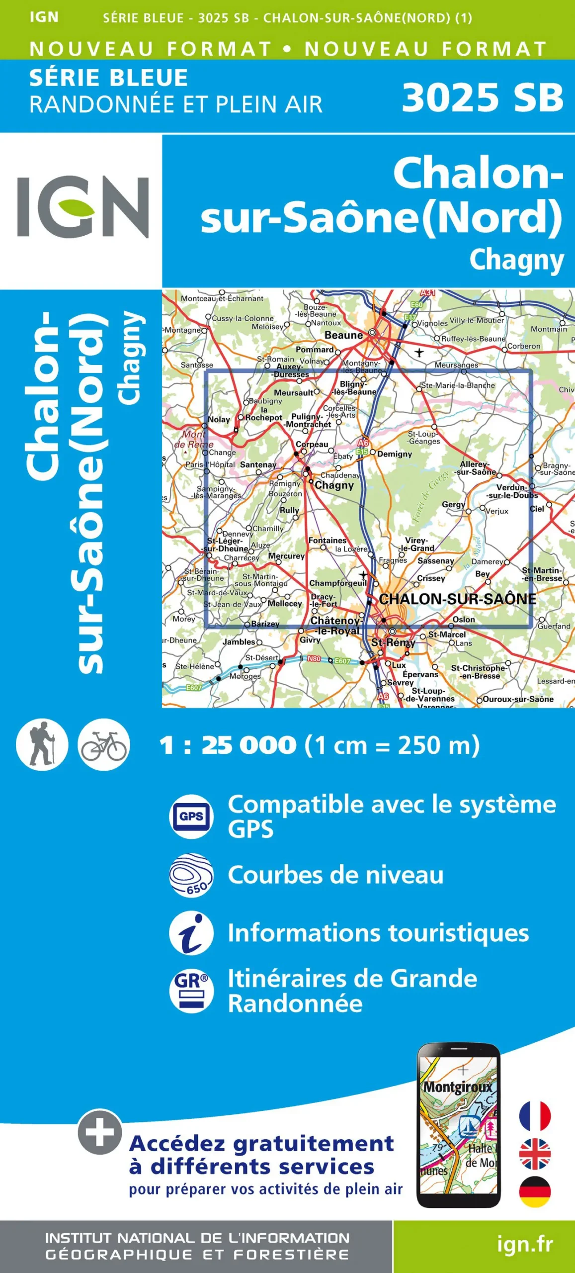 IGN Top 25 - Serie Bleu - Chalon-sur-Saône (Nord) - Chagny 3025