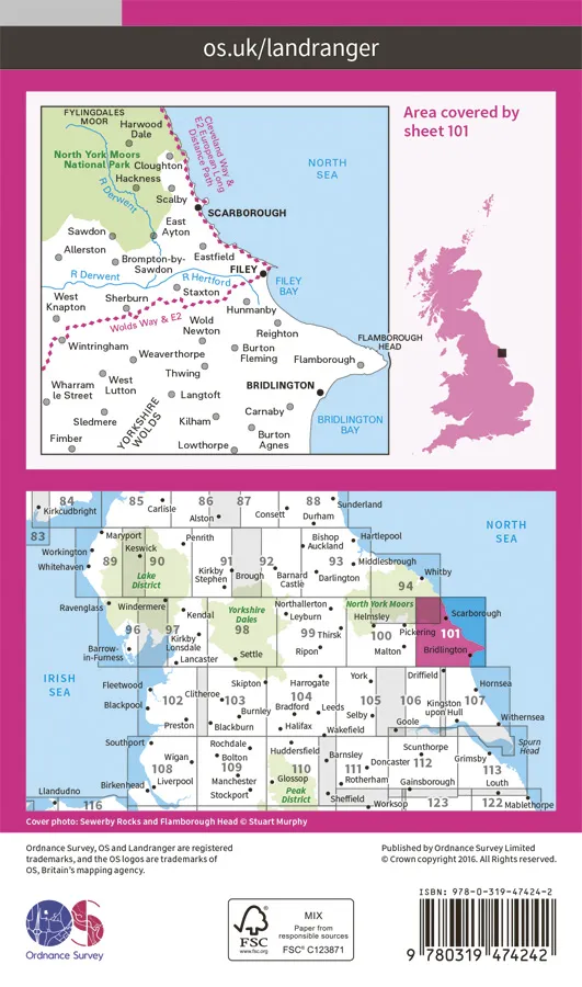 OS Landranger Active - 101 - Scarborough, Bridlington & Filey - Image 2