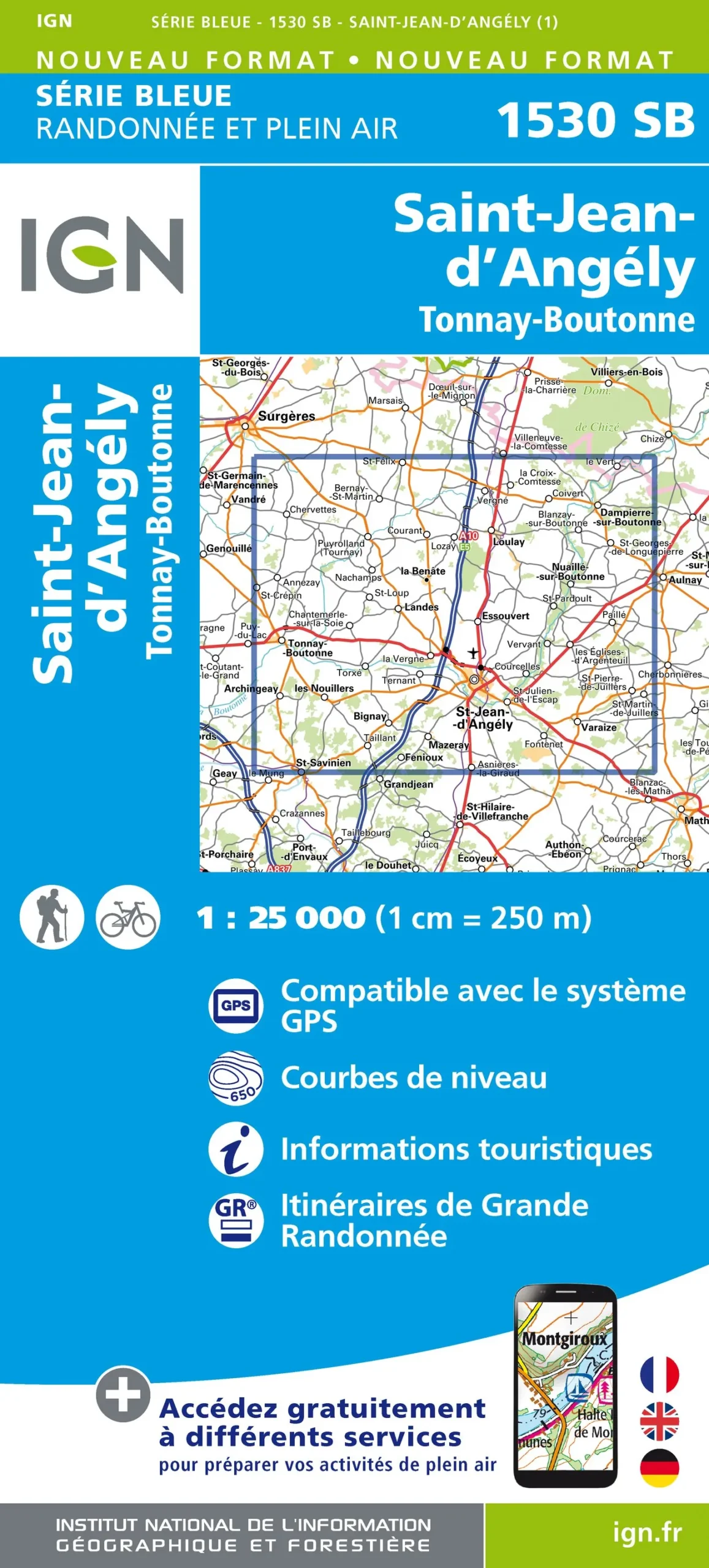 IGN Top 25 - Serie Bleu - St-Jean-d'Angély / Tonnay-Boutonne 1530 - Image 2