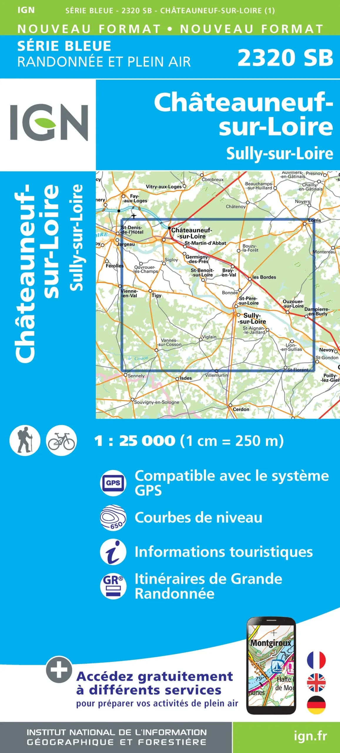 IGN Top 25 - Serie Bleu - Châteauneuf-sur-Loire / Sully-sur-Loire 2320 - Image 2