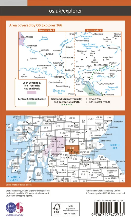 OS Explorer Active - 366 - Stirling & Ochil Hills West - Image 2
