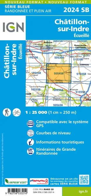 IGN Top 25 - Serie Bleu - Châtillon-sur-Indre - Ecueillé 2024 - Image 2