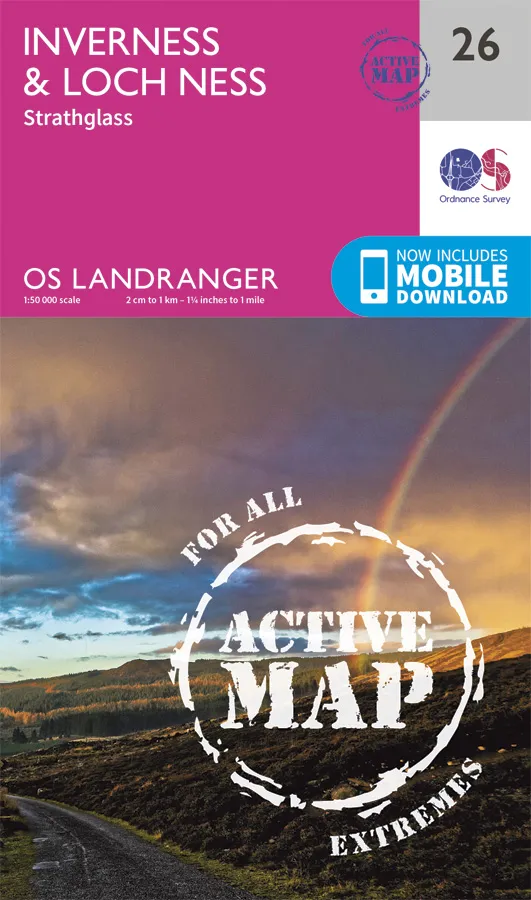 OS Landranger Active - 26 - Inverness & Loch Ness, Strathglass