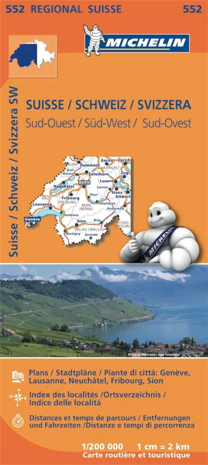 Michelin Regional Map - 552-Suisse Sud-Ouest (SW)