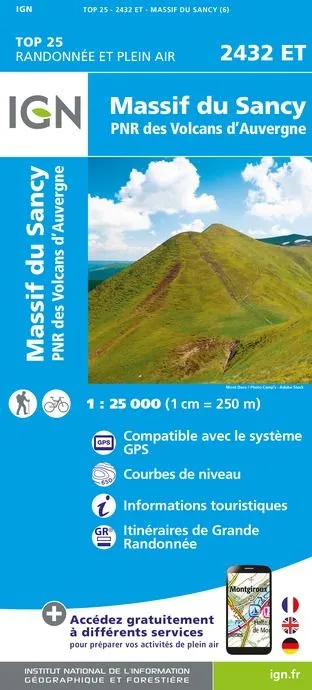 IGN Top 25 - Massif du Sancy PNR des Volcans d'Auvergne