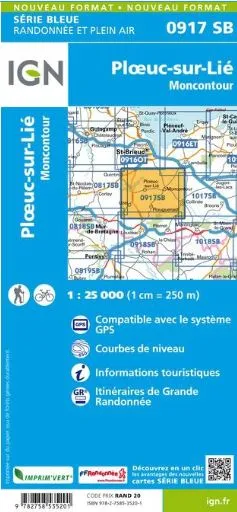 IGN Top 25 - Serie Bleu - Ploeuc-sur-Lié / Moncontour 917 - Image 2