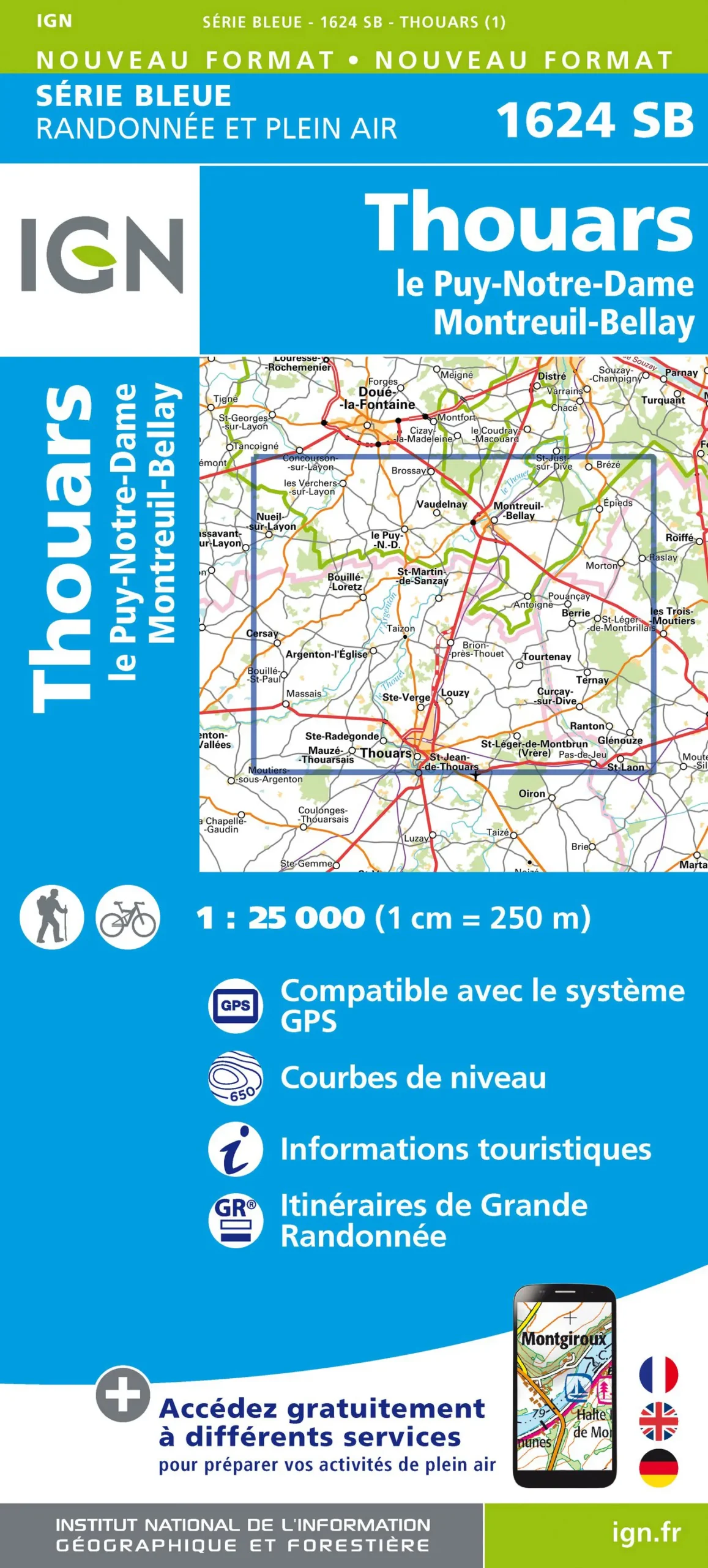 IGN Top 25 - Serie Bleu - Thouars / Le Puy-Notre-Dame / Montreuil-Bellay 1624