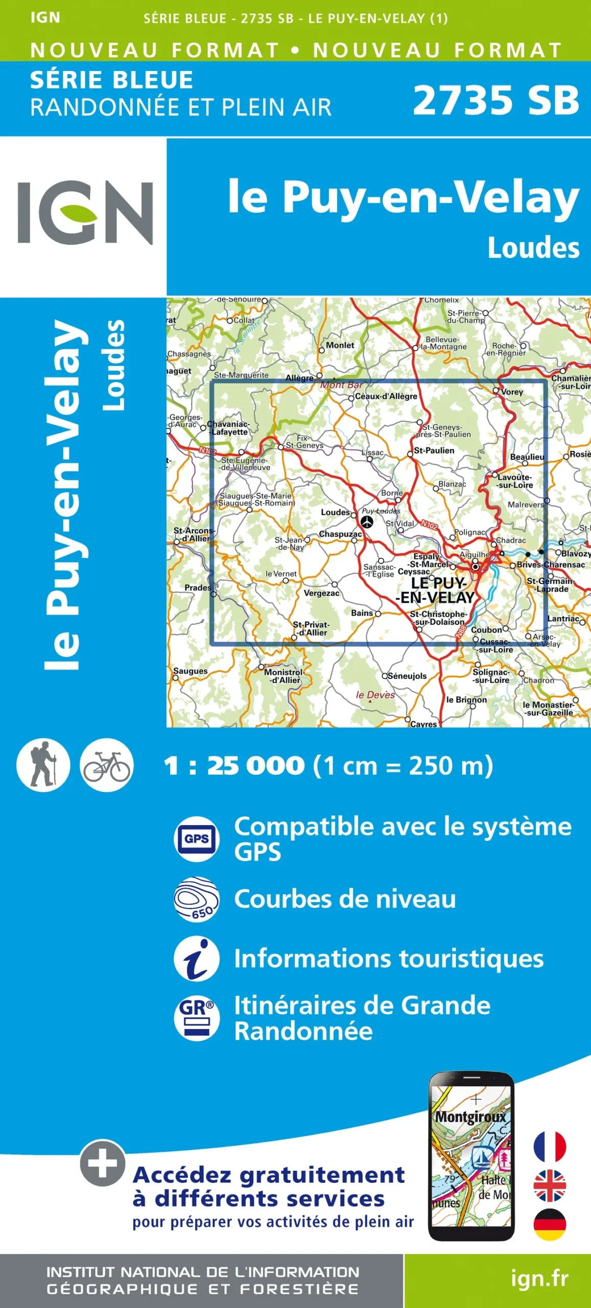 IGN Top 25 - Serie Bleu - Le Puy-en-Velay / Loudes 2735