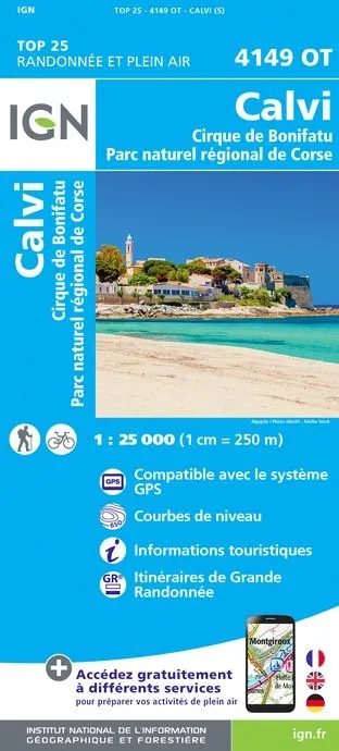 IGN Top 25 - Calvi / Cirque de Bonifatu / PNR de Corse