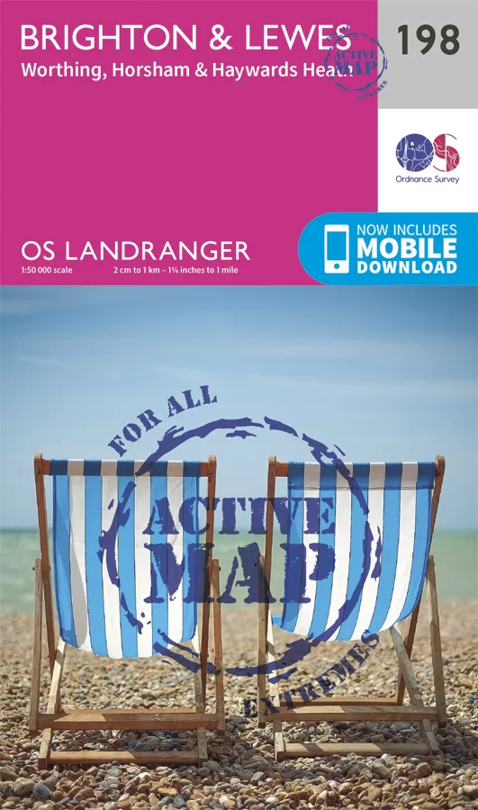 OS Landranger Active - 198 - Brighton & Lewes, Haywards Heath