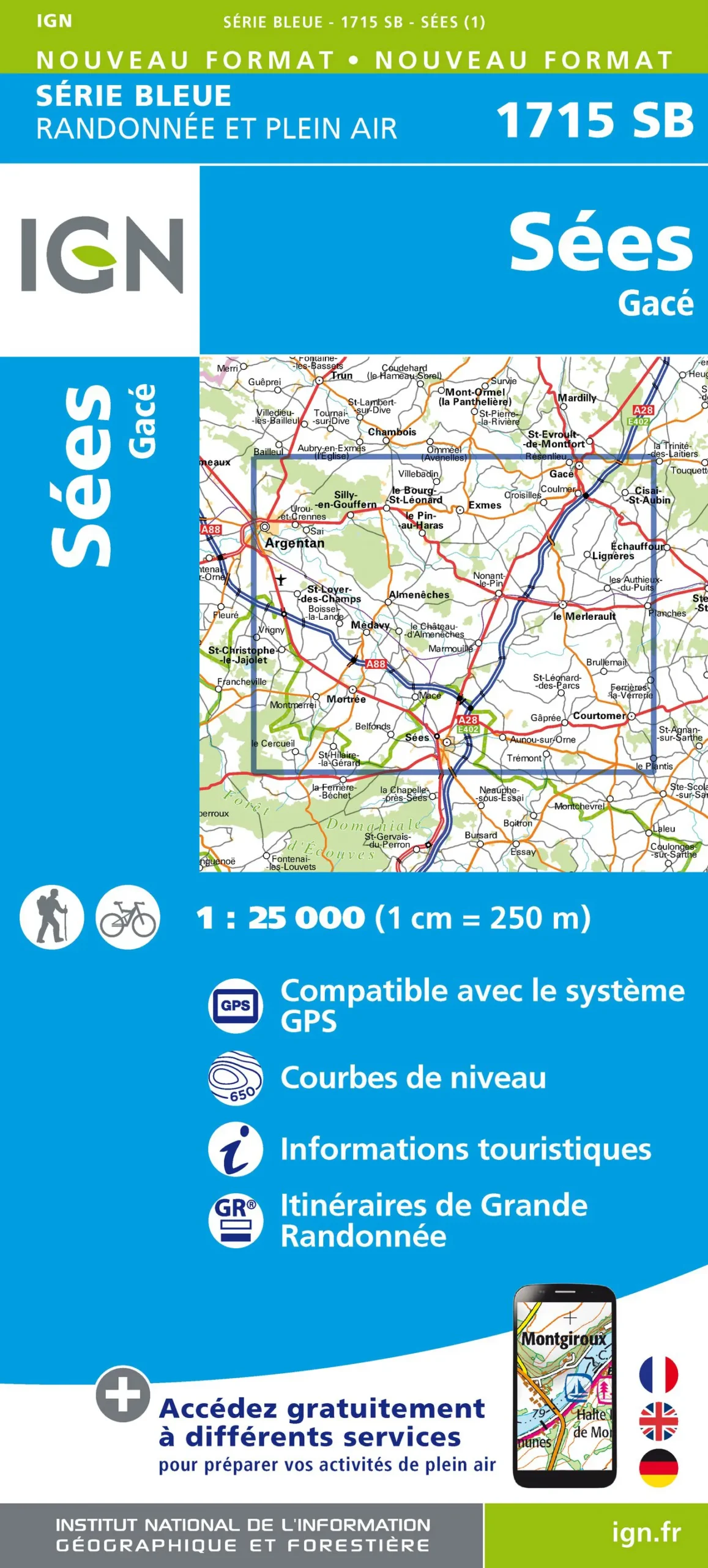 IGN Top 25 - Serie Bleu - Sées / Gace 1715 - Image 2