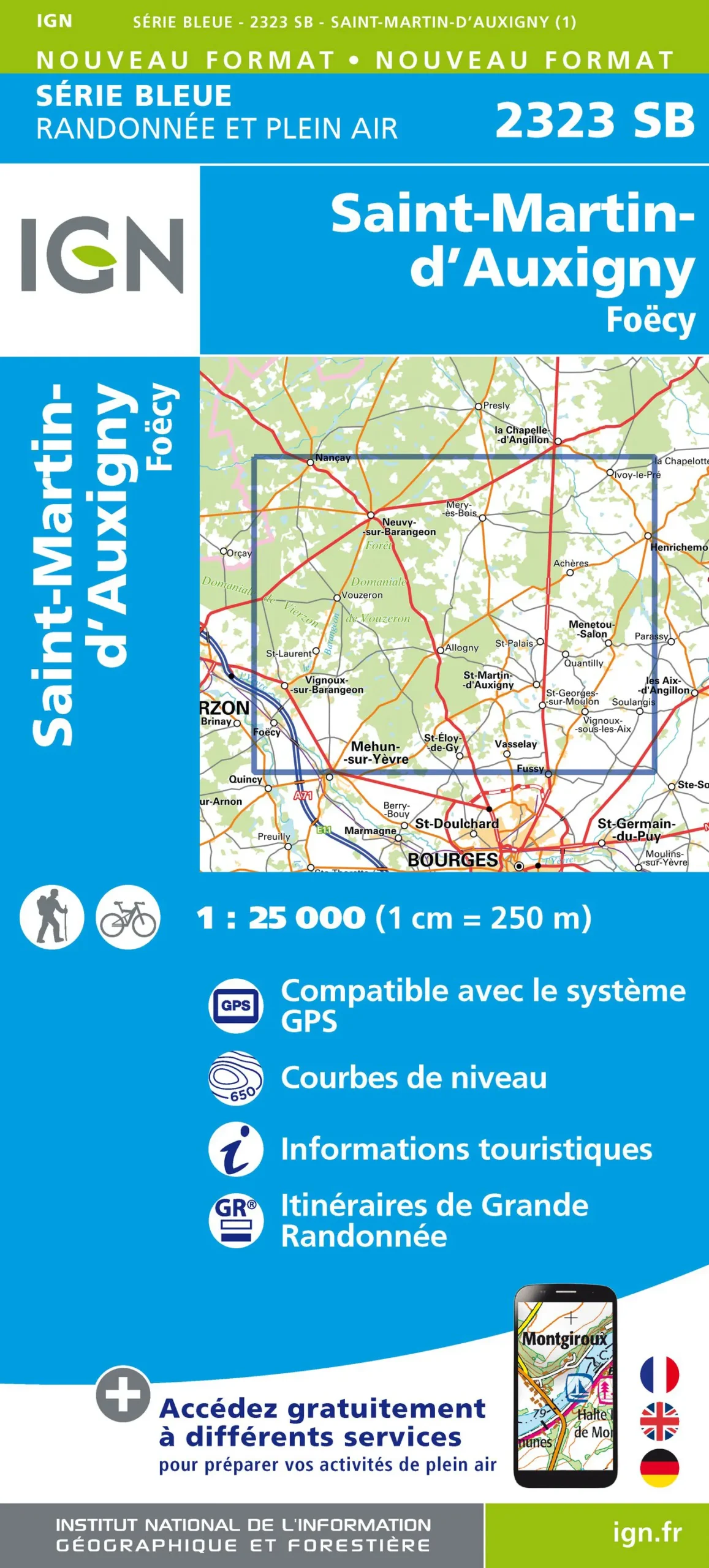 IGN Top 25 - Serie Bleu - St-Martin-D'Auxigny / Foëcy 2323