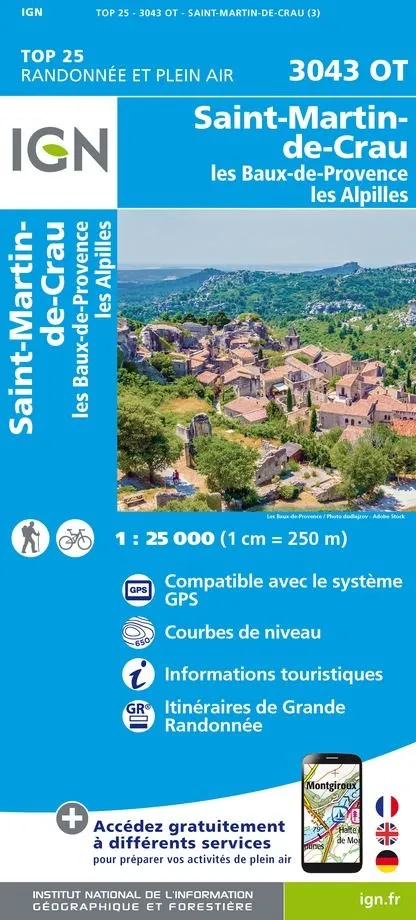 IGN Top 25 - St-Martin-de-Crau / Les Baux-de-Provence / Les Alpilles