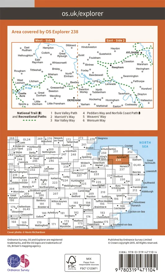 OS Explorer Active - 238 - Dereham & Aylsham - Image 2