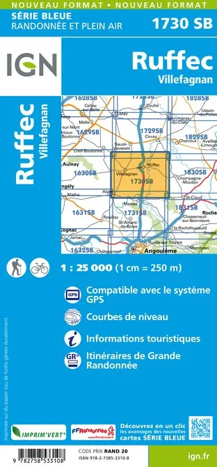IGN Top 25 - Serie Bleu - Ruffec - Villefagnan 1730 - Image 2