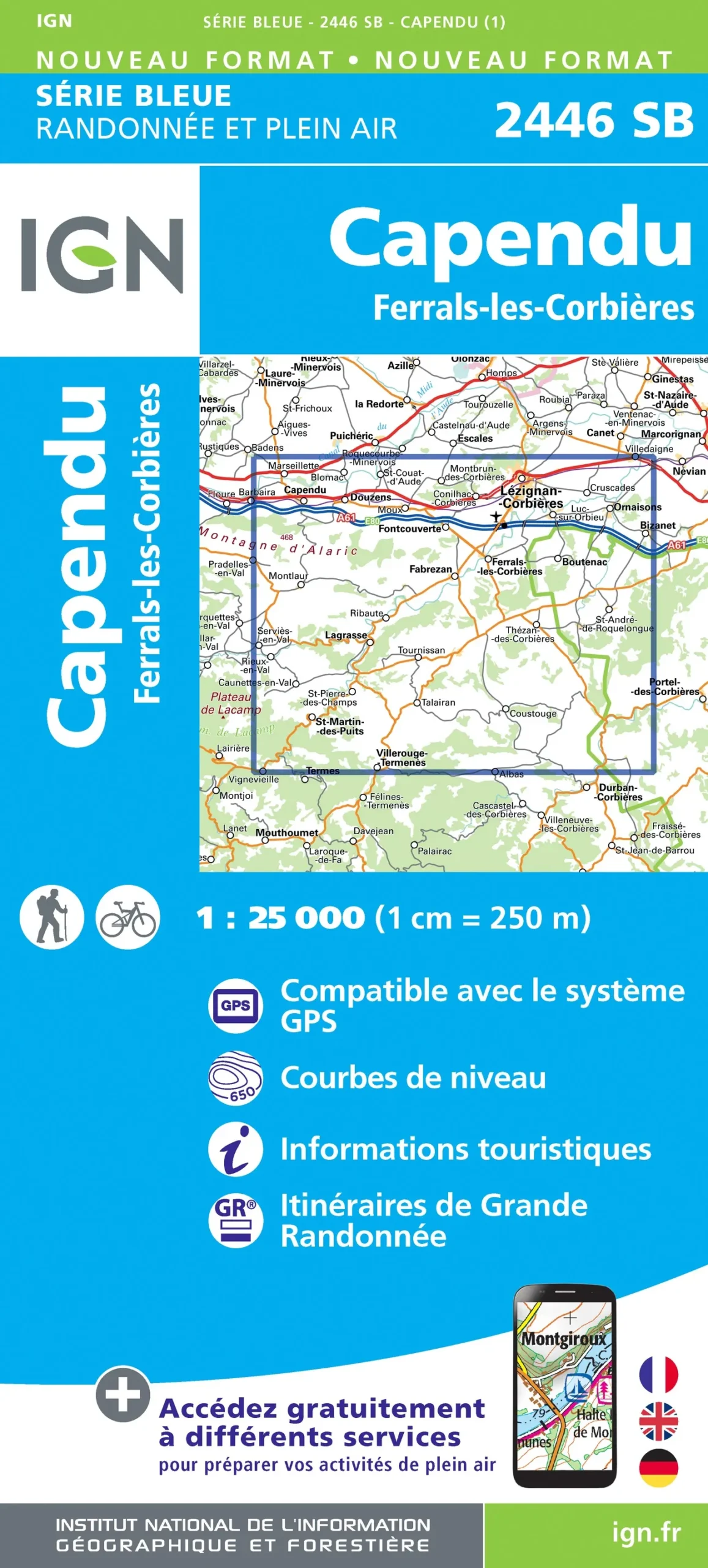 IGN Top 25 - Serie Bleu - Capendu / Ferrals-les-Corbières 2446