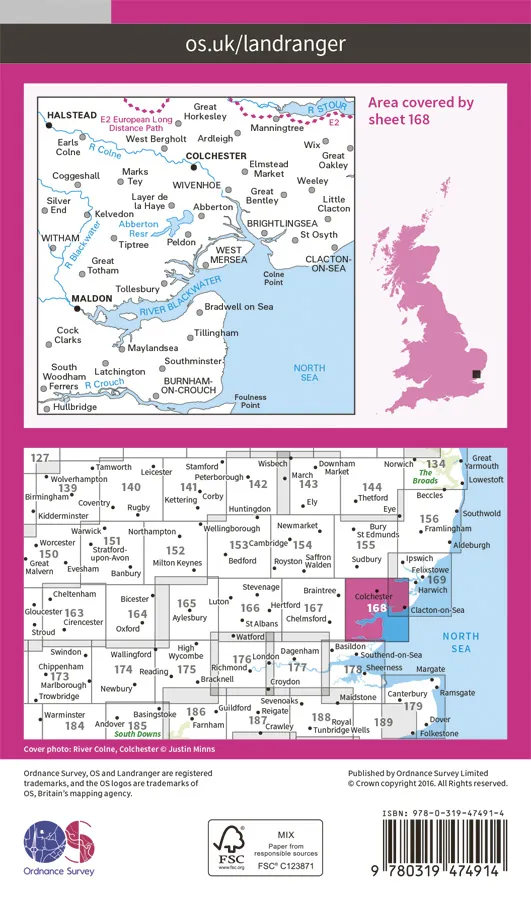 OS Landranger Active - 168 - Colchester, Halstead & Maldon - Image 2