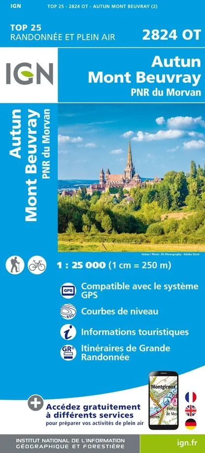IGN Top 25 - Autun / Mont Beuvray / PNR du Morvan