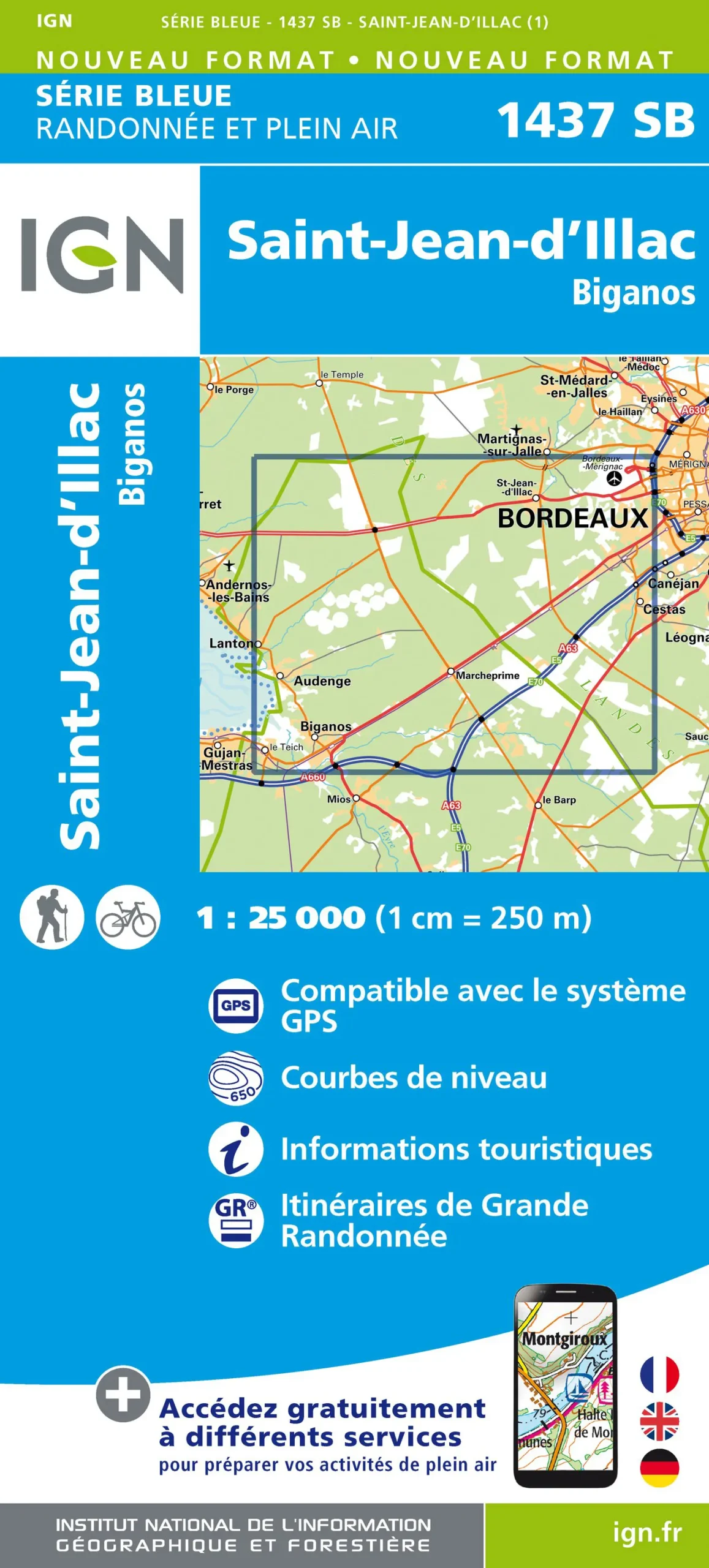 IGN Top 25 - Serie Bleu - St-Jean-d'Illac / Biganos 1437