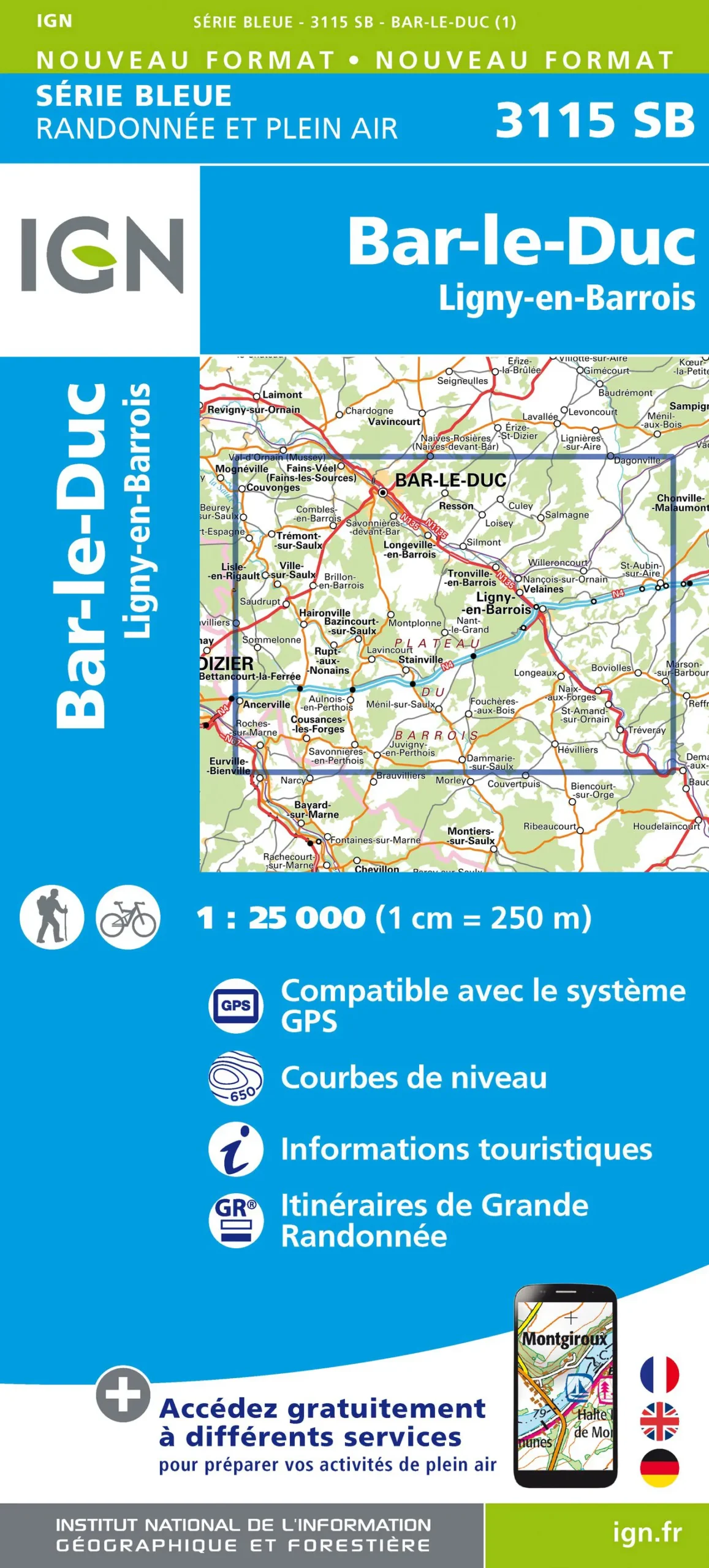 IGN Top 25 - Serie Bleu - Bar-le-Duc / Ligny-en-Barrois 3115