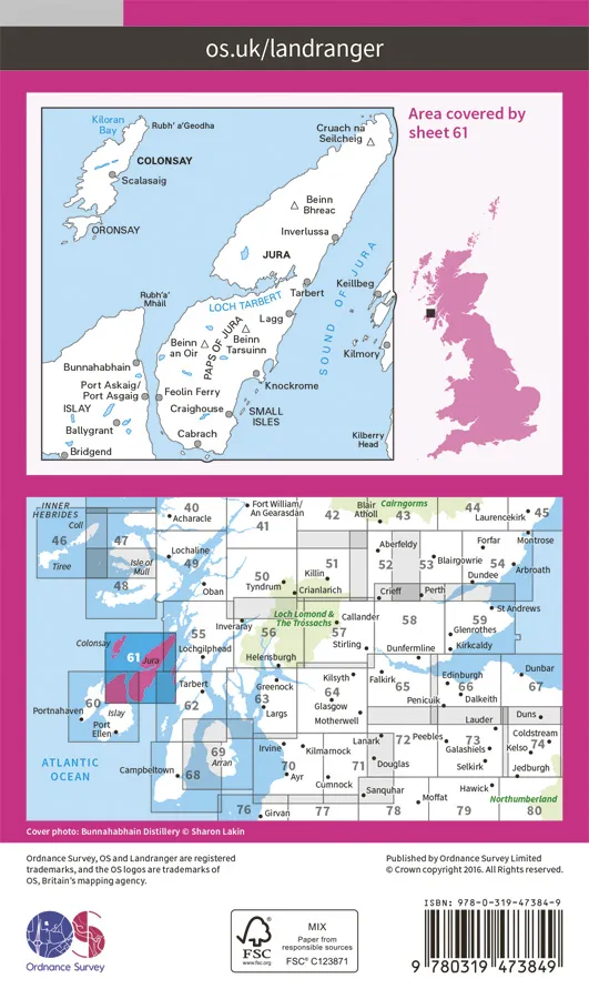 OS Landranger Active - 61 - Jura & Colonsay - Image 2