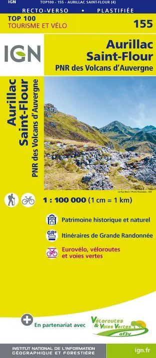 IGN Top 100 - Cantal - Aurillac St Flour Monts Du Cantal