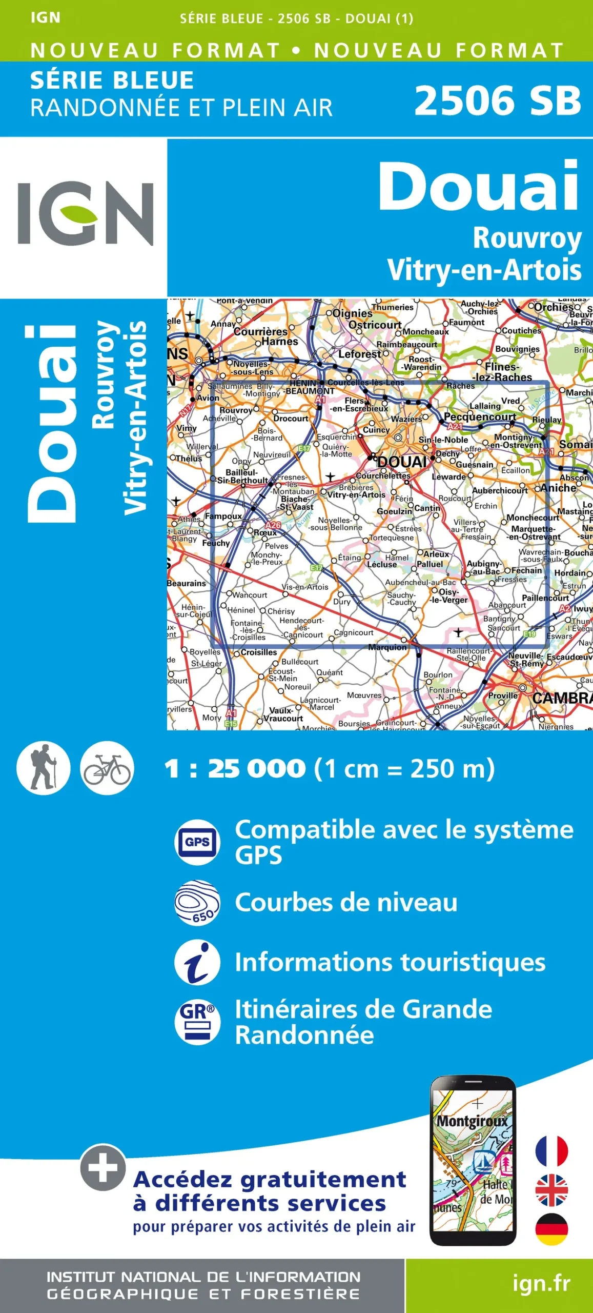 IGN Top 25 - Serie Bleu - Douai / Rouvroy / Vitry-en-Artois 2506