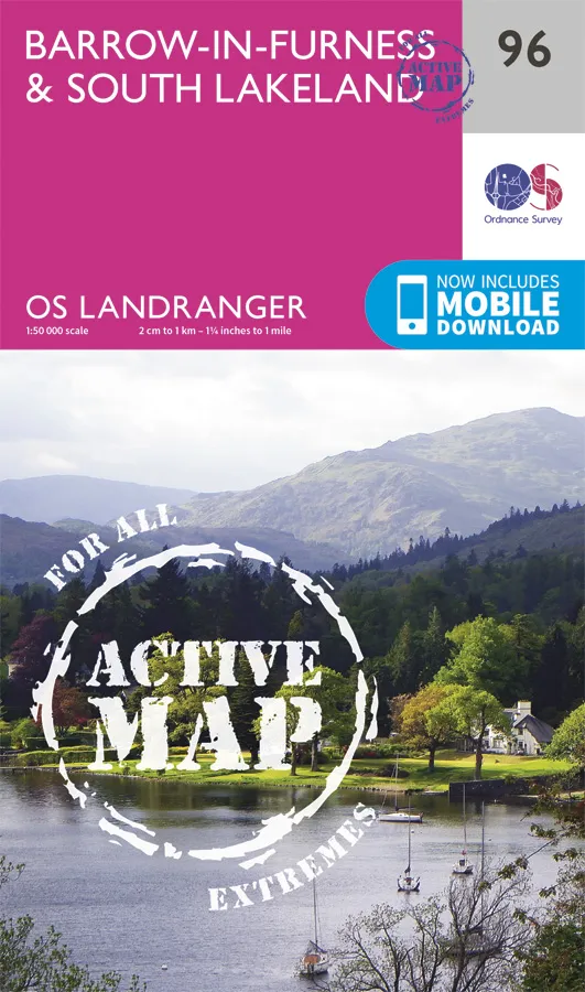 OS Landranger Active - 96 - BarrowinFurness & South Lakeland