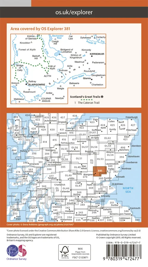 OS Explorer Active - 381 - Blairgowrie, Kirriemuir & Glamis - Image 2