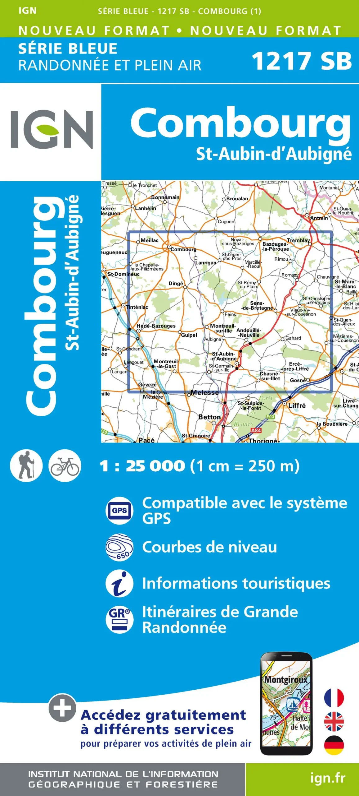IGN Top 25 - Serie Bleu - Combourg / St-Aubin-d'Aubigné 1217