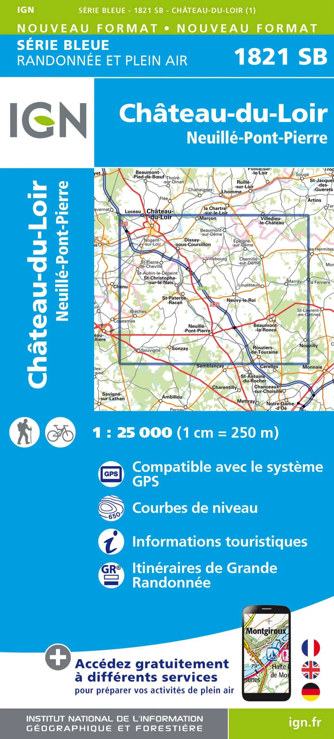 IGN Top 25 - Serie Bleu - Château-du-Loir / Neuillé-Pont-Pierre 1821