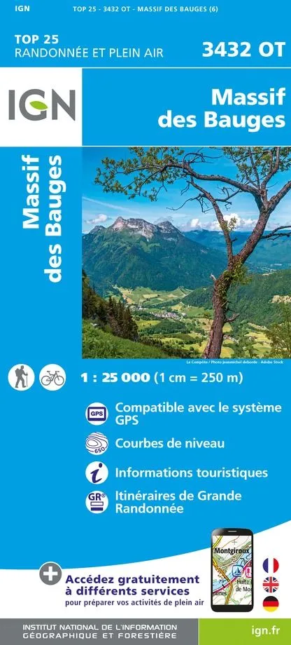 IGN Top 25 - Massif des Bauges