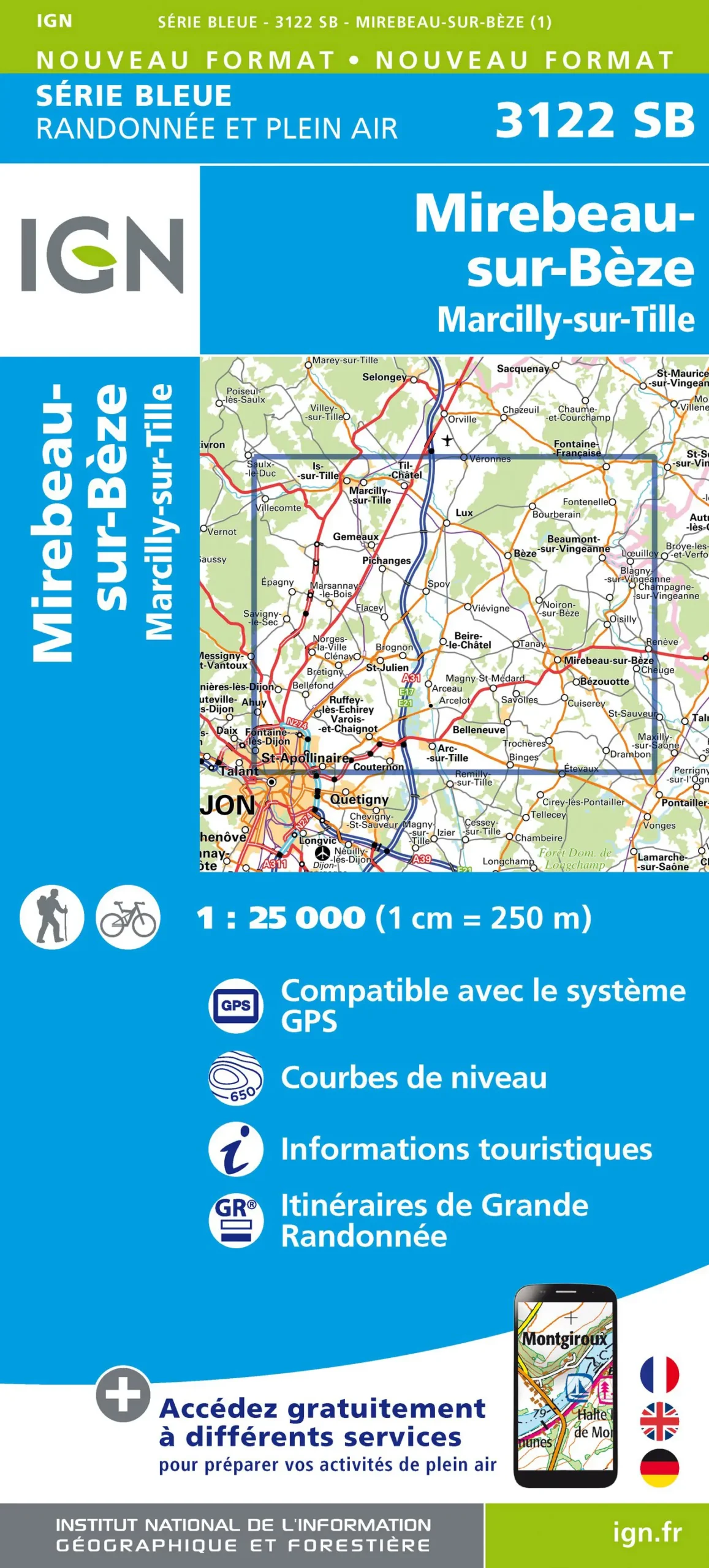 IGN Top 25 - Serie Bleu - Mirebeau-sur-Bèze / Marcilly-sur-Tille 3122