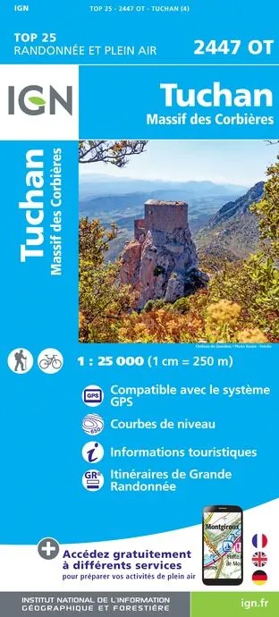 IGN Top 25 - Tuchan - Massif des Corbières