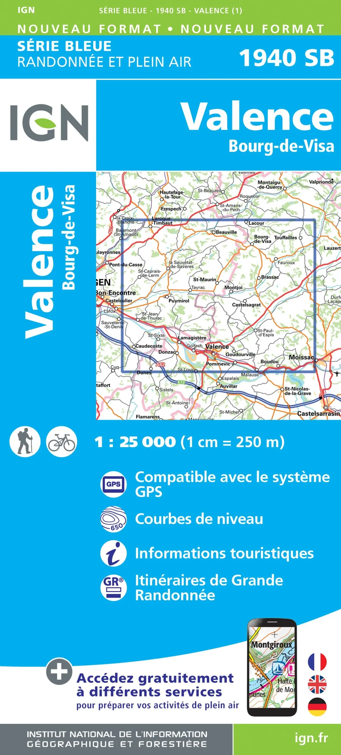 IGN Top 25 - Serie Bleu - Valence / Bourg-de-Visa 1940 - Image 2