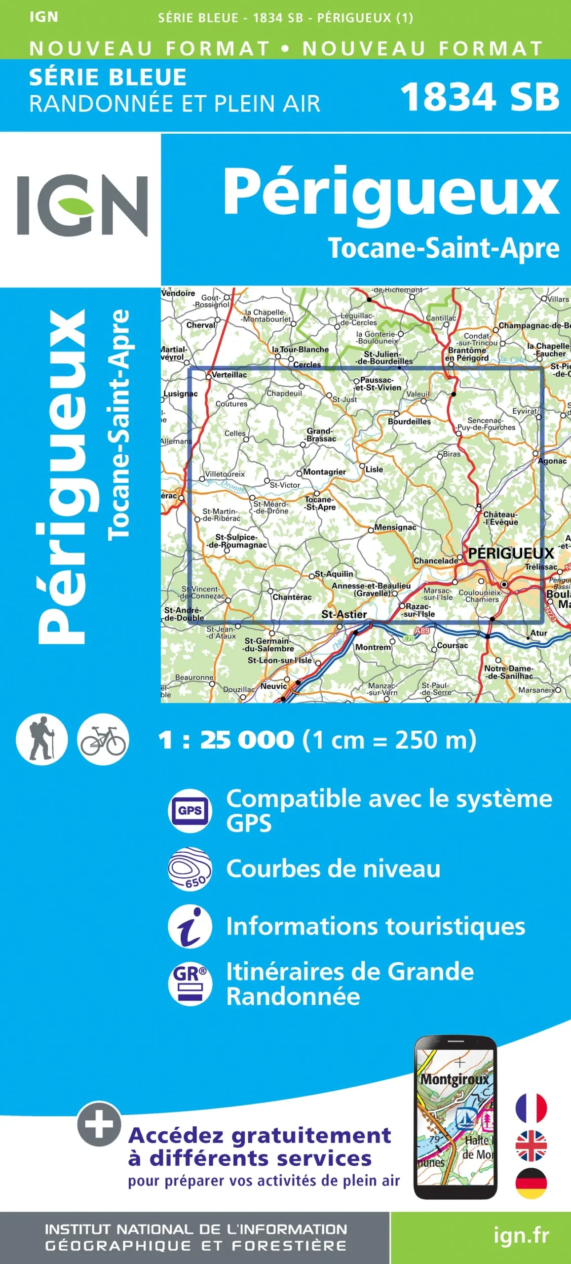 IGN Top 25 - Serie Bleu - Périgueux / Tocane-Saint-Apre 1834 - Image 2