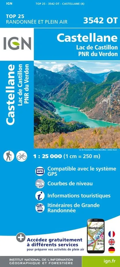 IGN Top 25 - Castellane / Lac de Castillon / PNR du Verdon